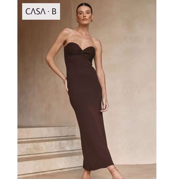CASA B Dresses & Skirts - NEW to CASA B✨| The Renee Twist-Front Chocolate Brown long Knit Midi Dress